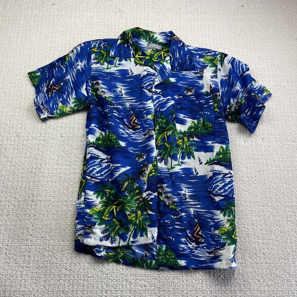 Lot x5 Bulk VTG Hawaii Floral Button Shirt Men L/XL Boats Palms Tree Party Read - Picture 6 of 15